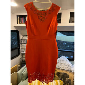 Women's Sangria Orange Laser Cut Sheath Dress Size 6